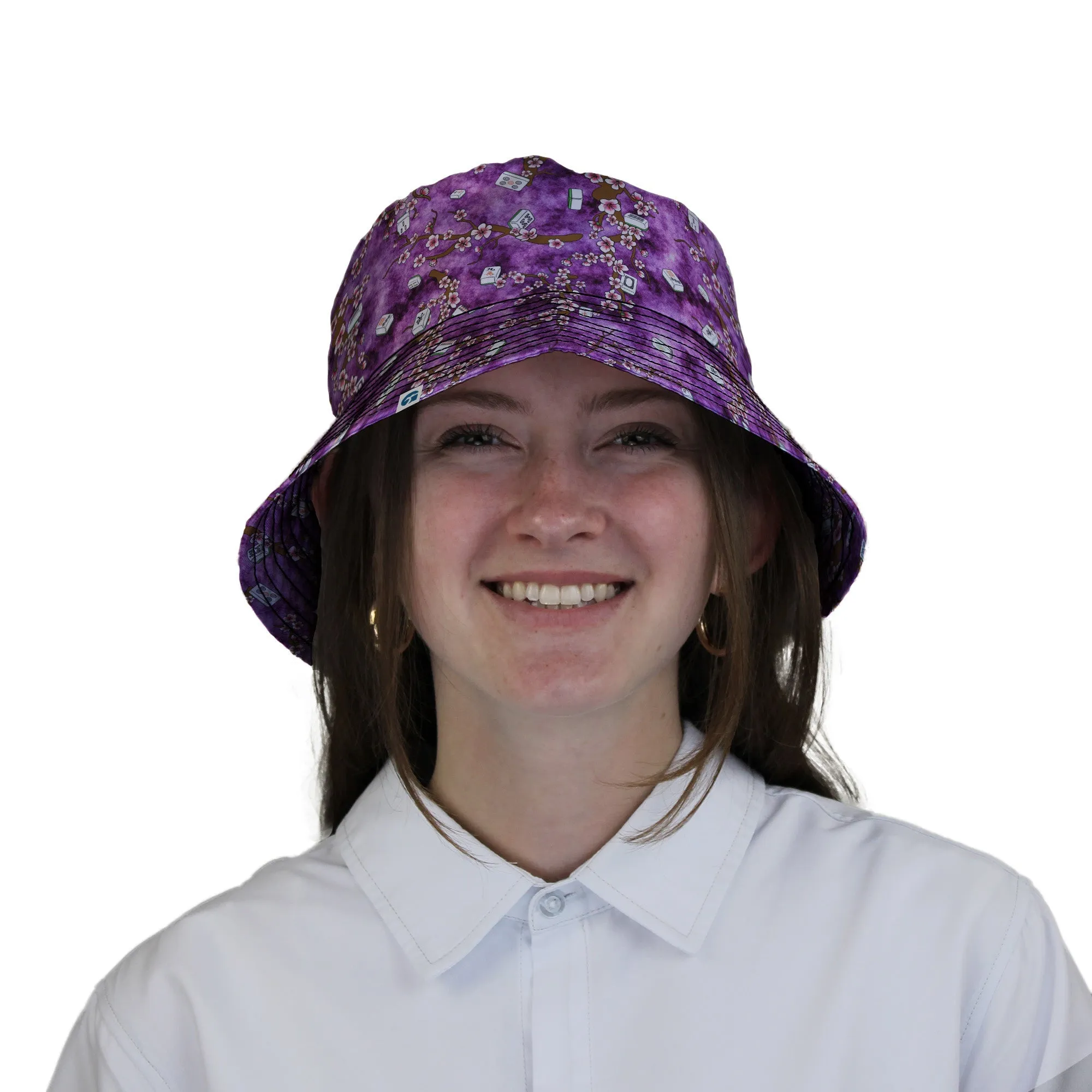 Mahjong Tiles Purple Anime Bucket Hat