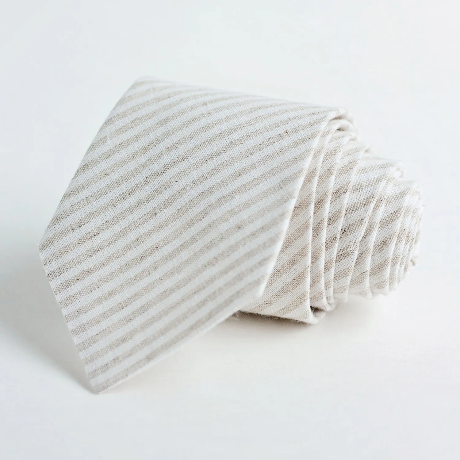 Men's Pocket Square / Natural Linen Stripe