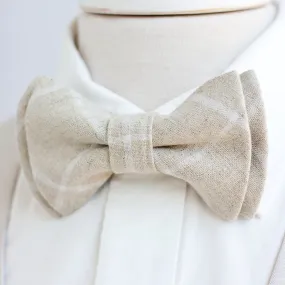 Men's Pre-Tied Bow Tie / Natural Linen Window Pane