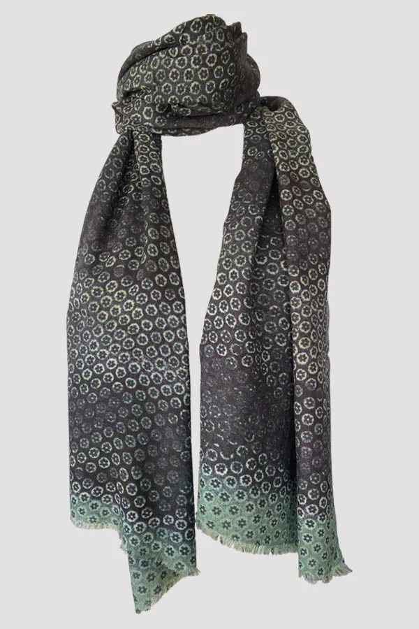 Millefleurs Denim Wool Silk Scarf