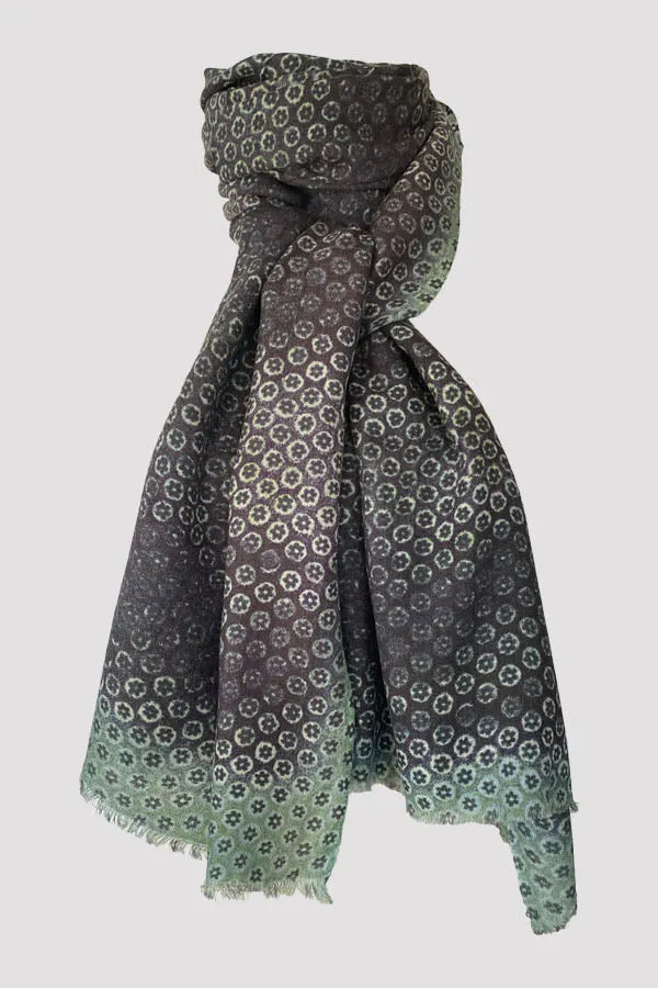 Millefleurs Denim Wool Silk Scarf