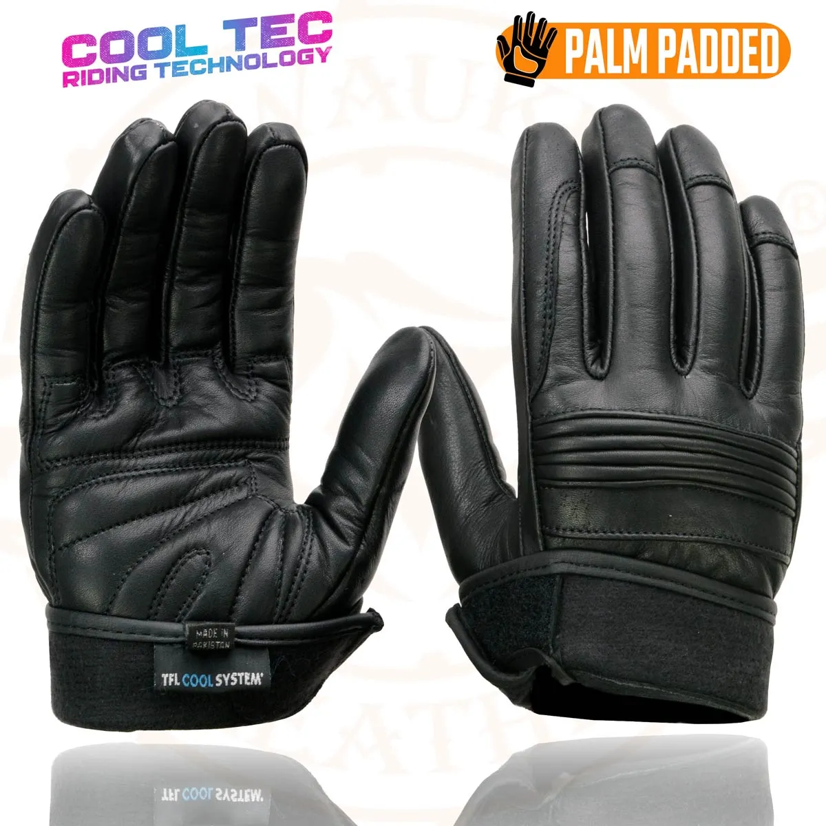 Milwaukee Leather MG7536 Men's Black ‘Cool-Tec’ Leather Gel Palm