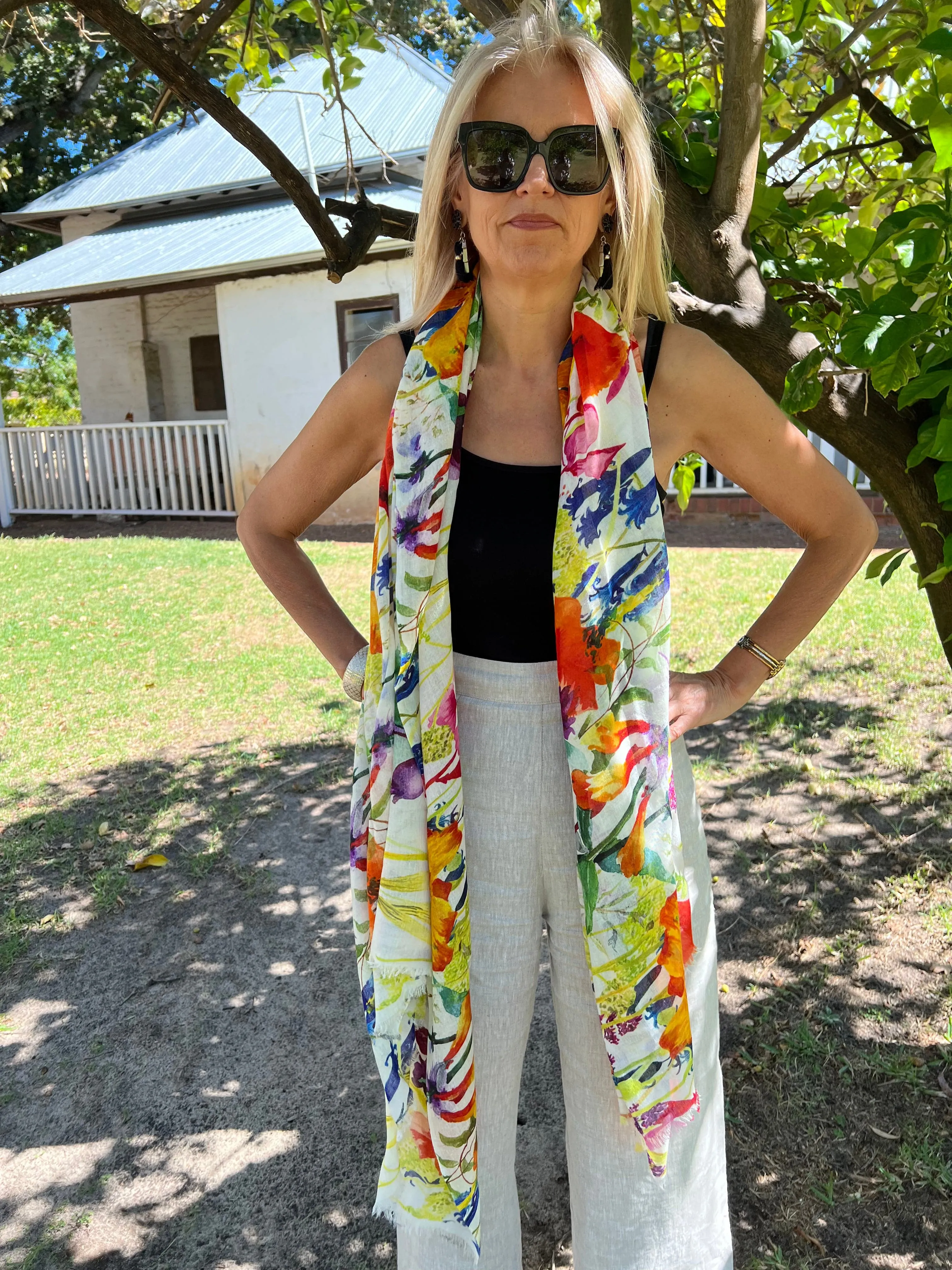 Multicoloured Scarf Floral Luxury Wrap