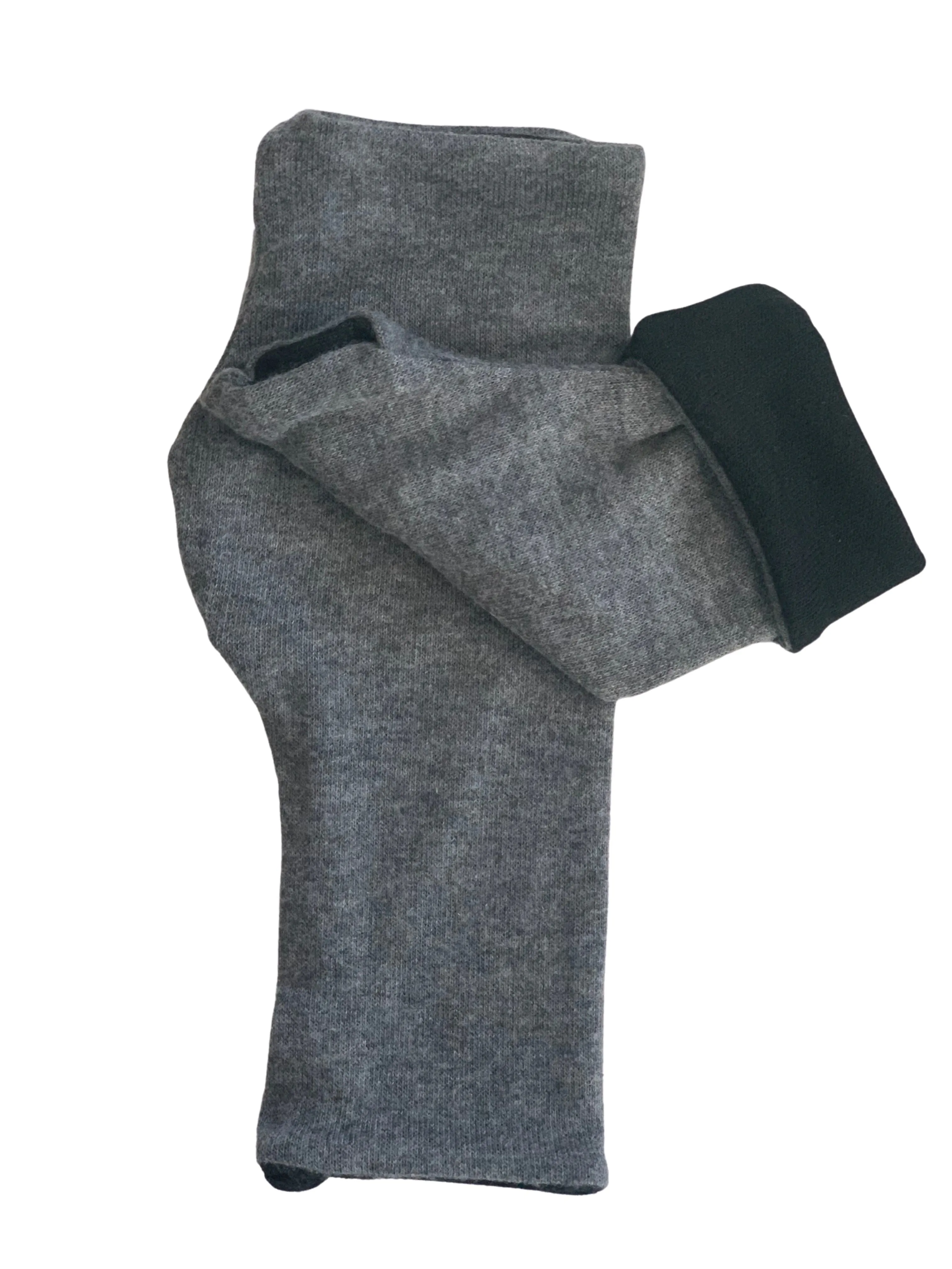 Reversible Fingerless Gloves in Soft Cashmere Feel Double Layer Sweater Jersey