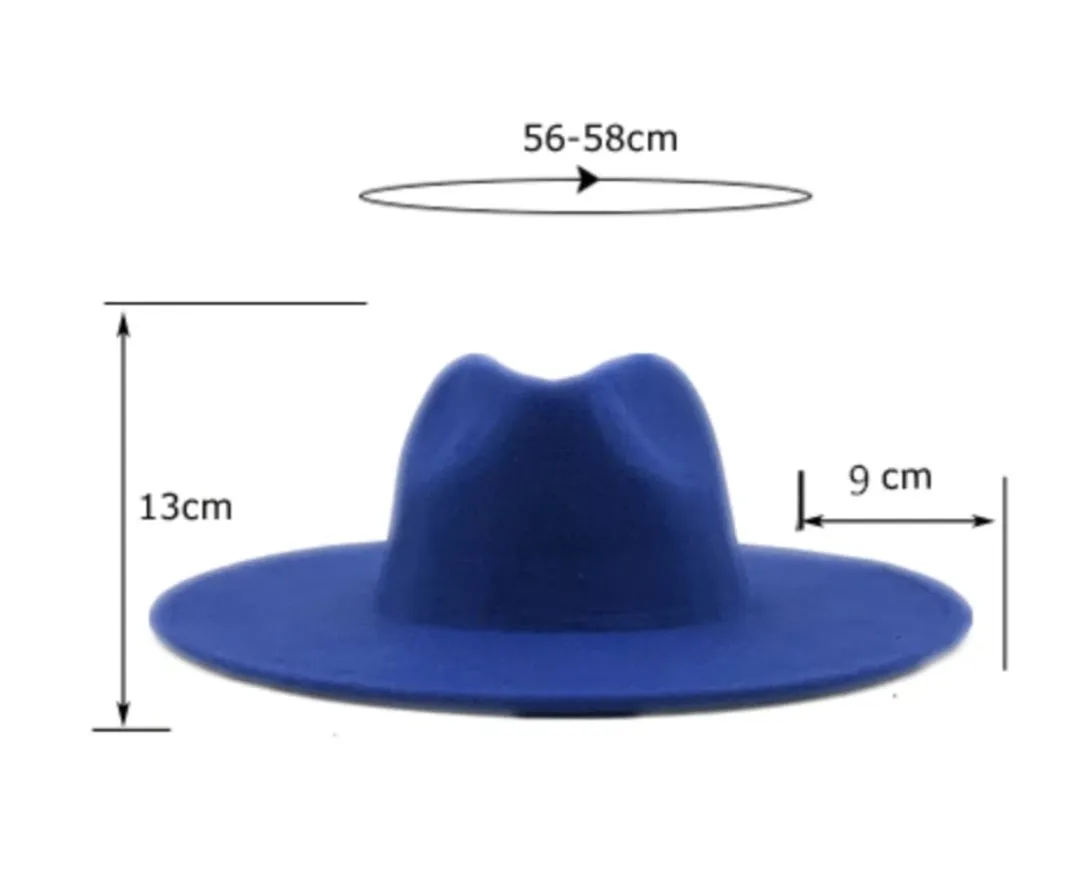 ROYAL BLUE WIDE BRIM FEDORA HAT