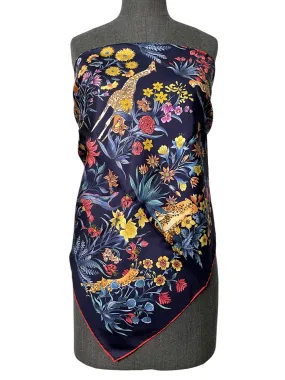 Salvatore Ferragamo Floral and Jungle Print Silk Scarf NEW