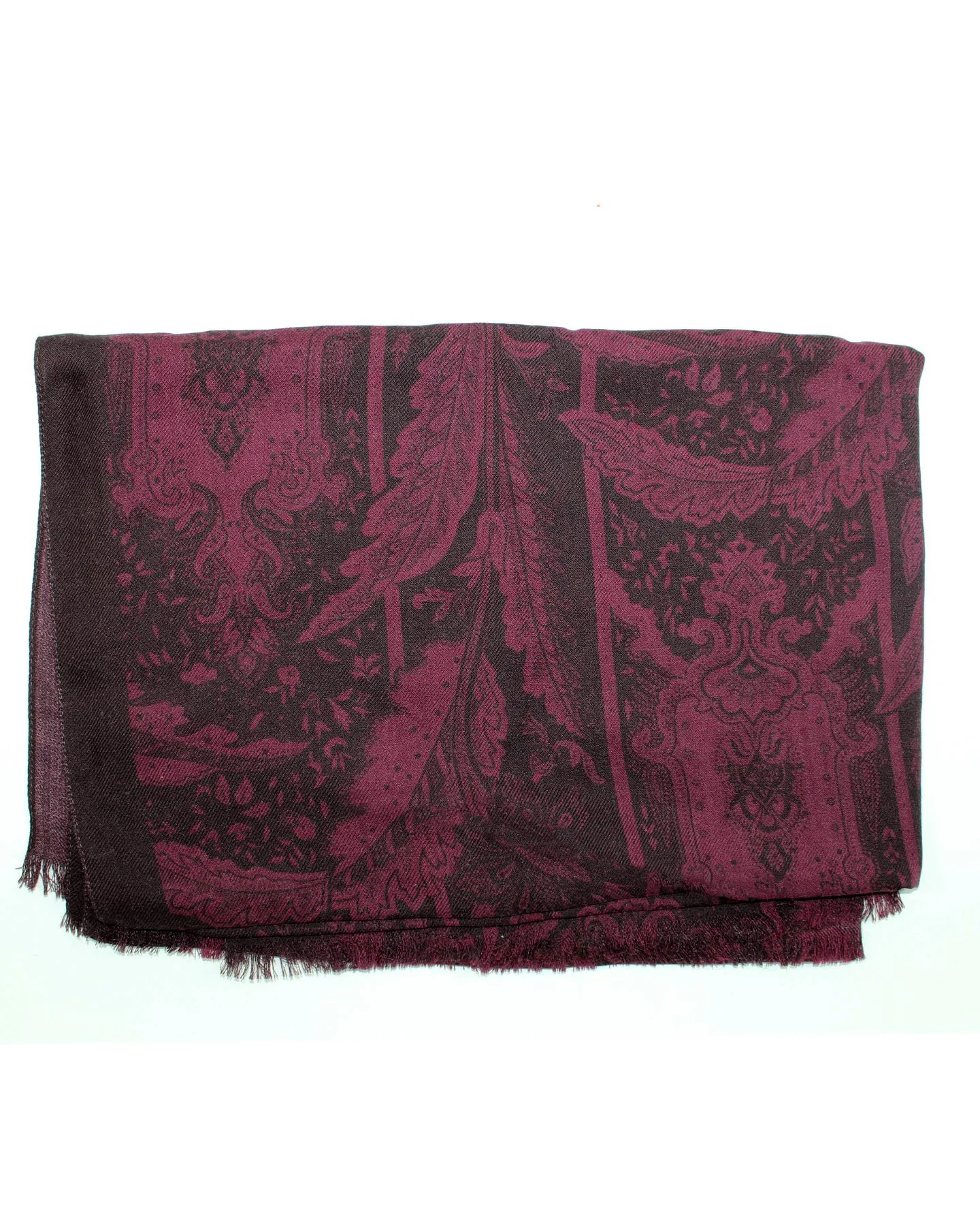 Sartorio Scarf Black Purple Floral - Luxury Wool Silk Shawl SALE