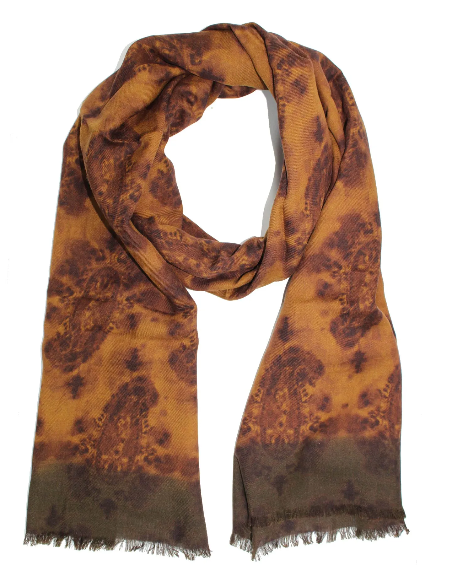 Sartorio Scarf Brown Paisley - Luxury Wool Silk Shawl SALE