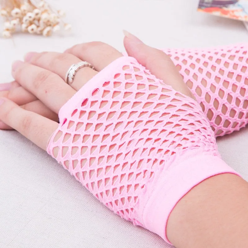 Short Fishnet Fingerless Gloves