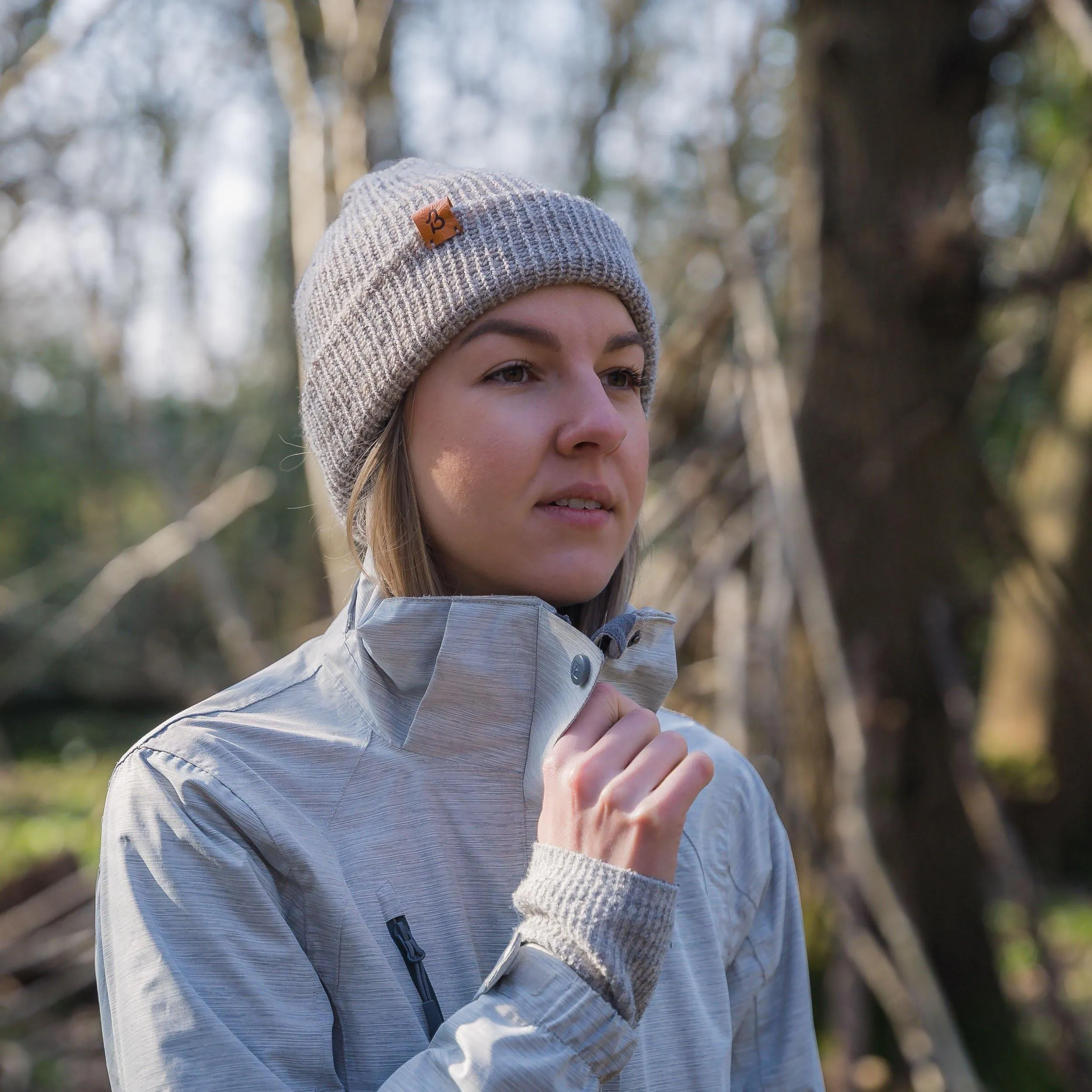 Stone Grey Wooly Beanie Hat