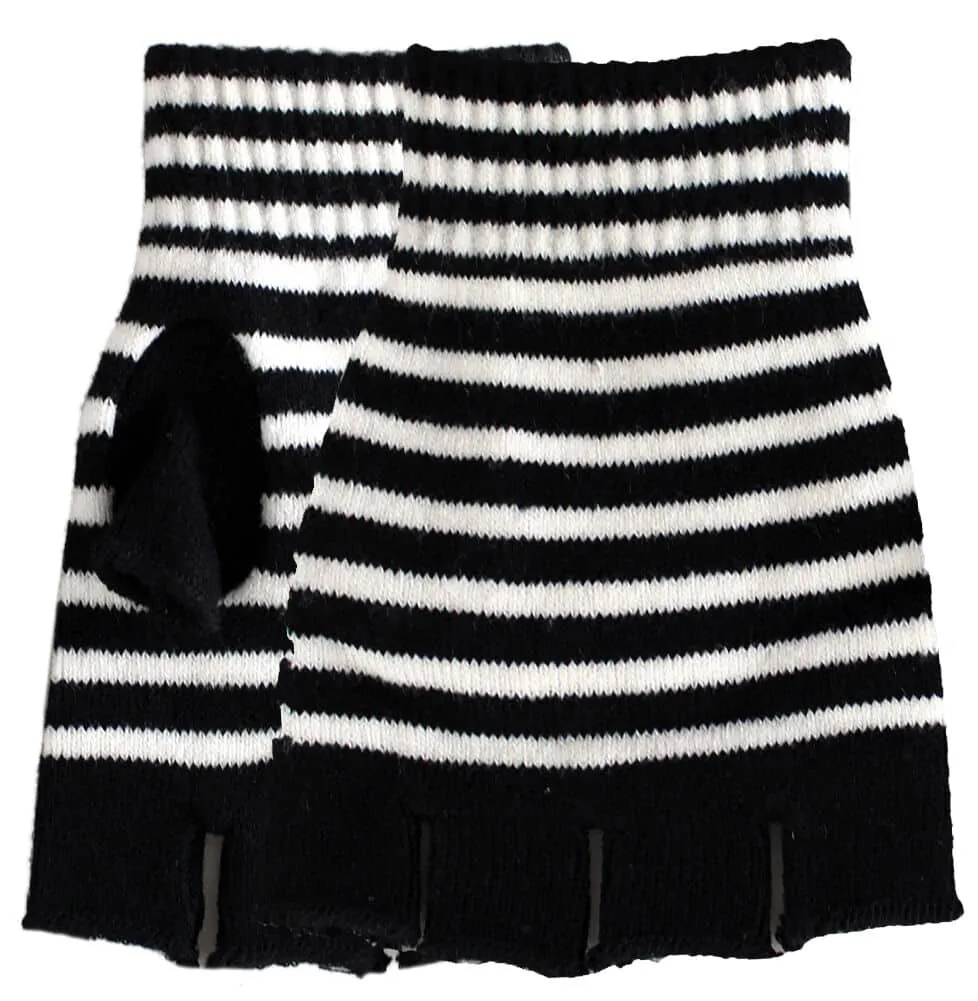 Striped Fingerless Knitted Gloves