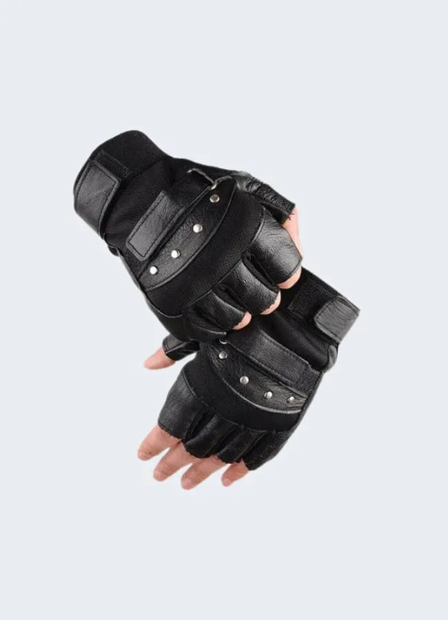 Tactical Fingerless Leather Gloves