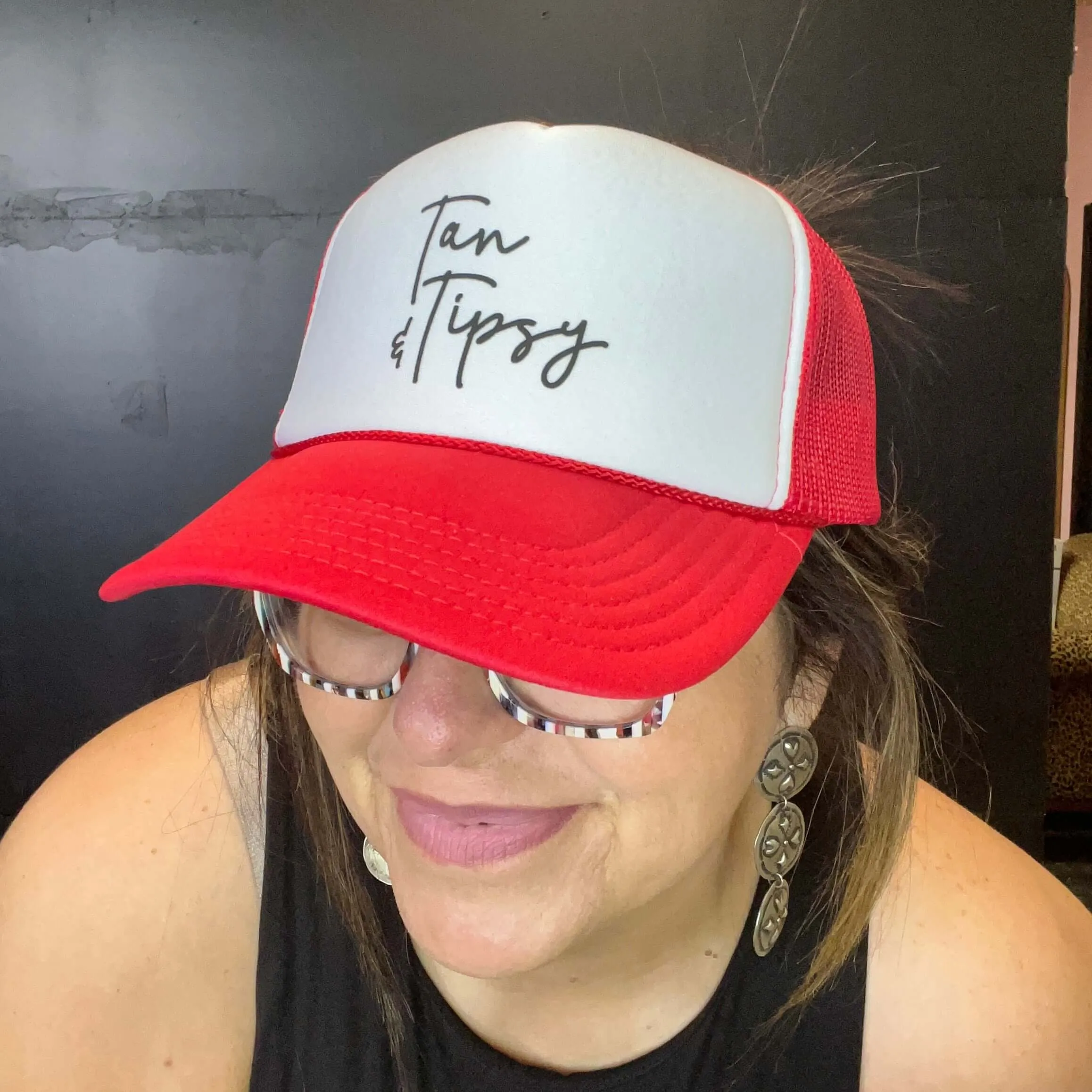 Tan & Tipsy Red & White Trucker Hat