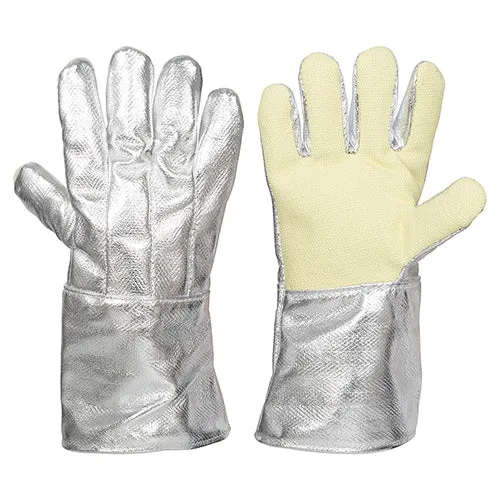 Tillman X-Large 14" Silver And Brown Flextra Double Wool Lined Heat Resistant Gloves With acrylic coated Gauntlet Cuff