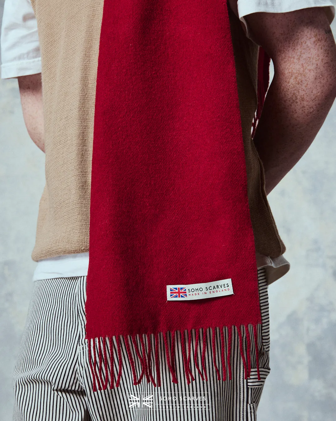 UK Wool Scarf - Lowlands in Scarlet