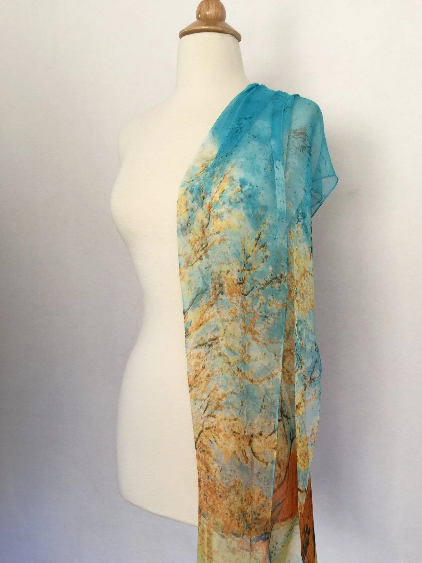 Van Gogh Trees Scarf - Blue/Gold/Orange/Brown