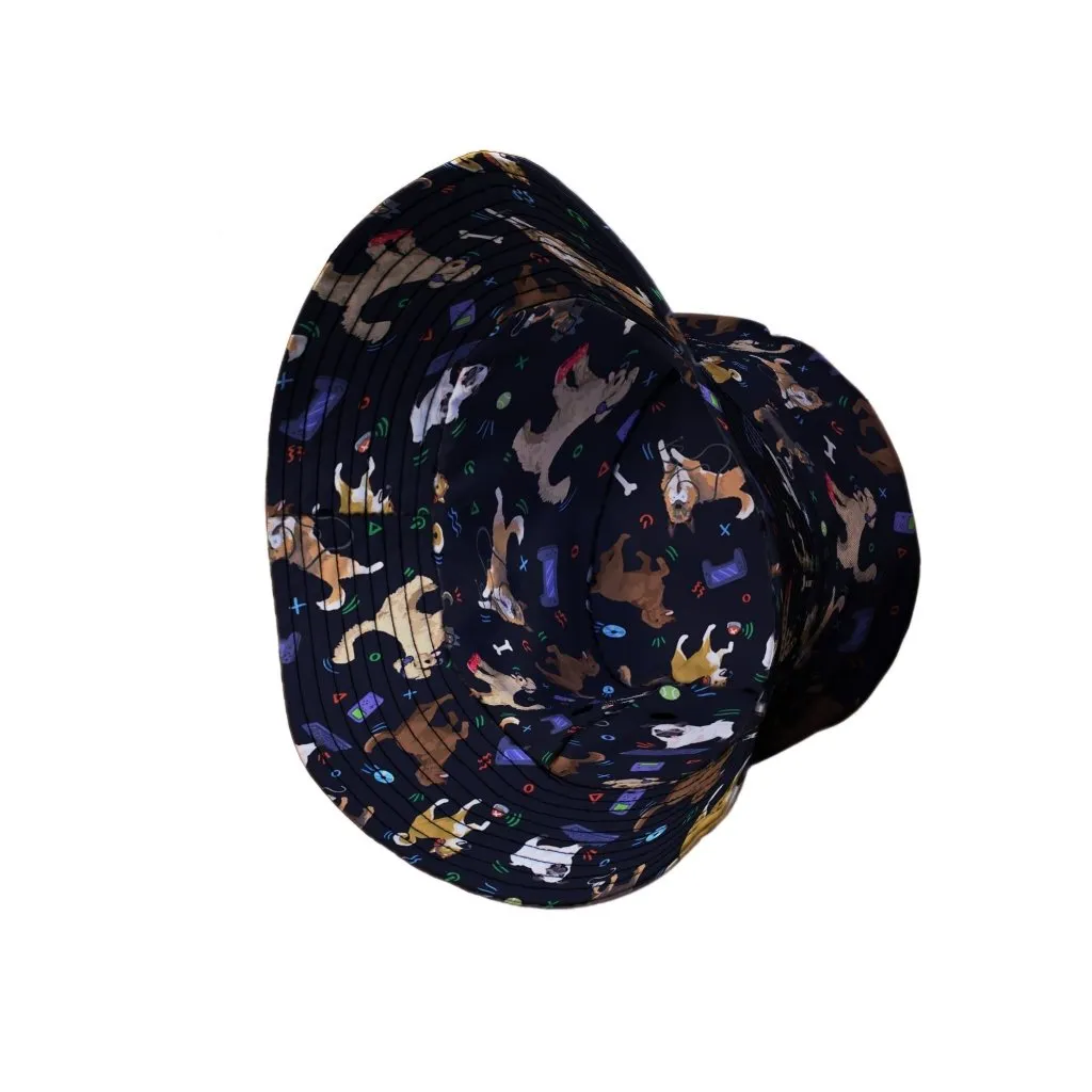 Video Game Dogs Dark Bucket Hat