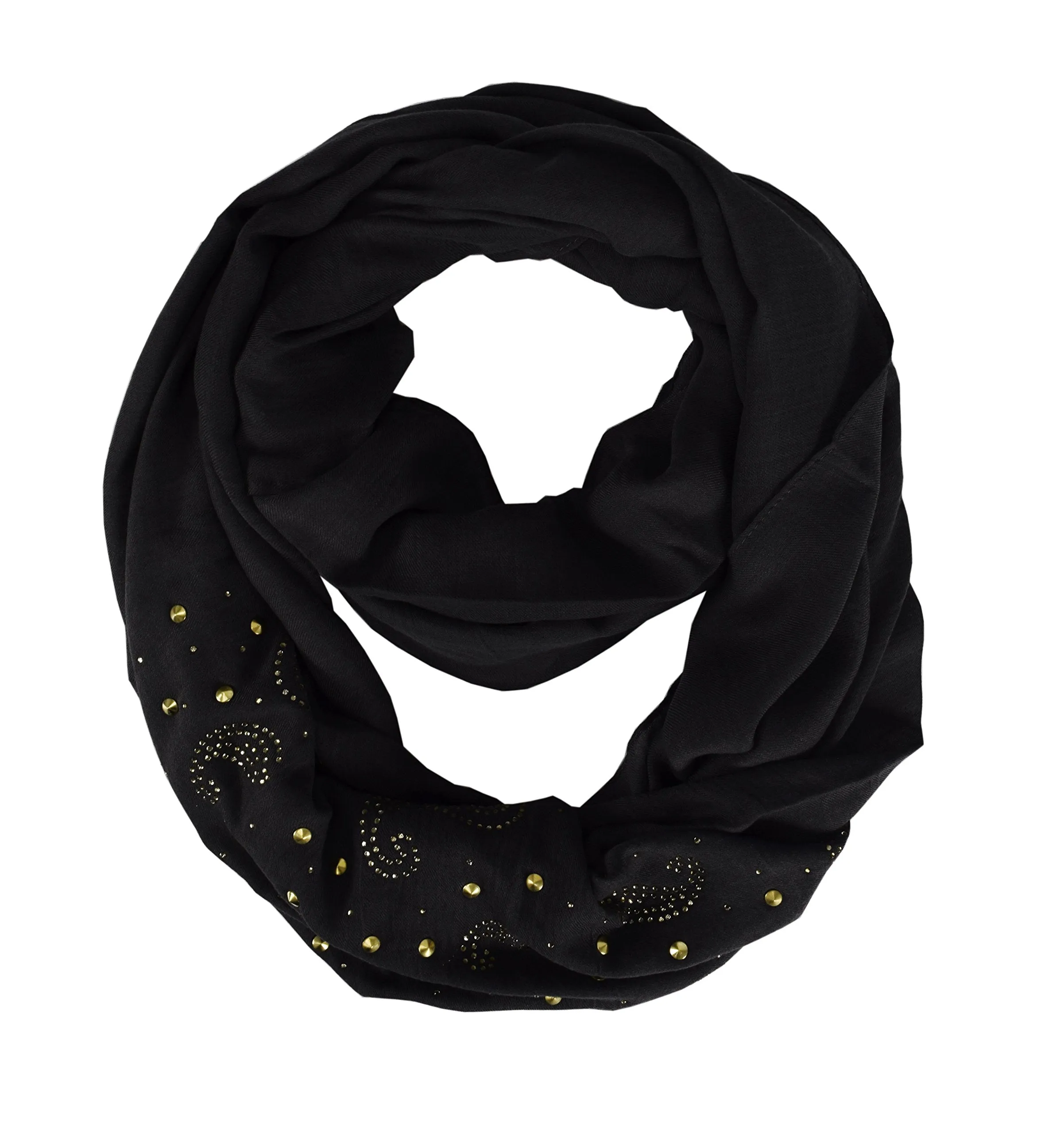 Vintage Embellished Paisley Sequin Infinity Scarf Circle Loop