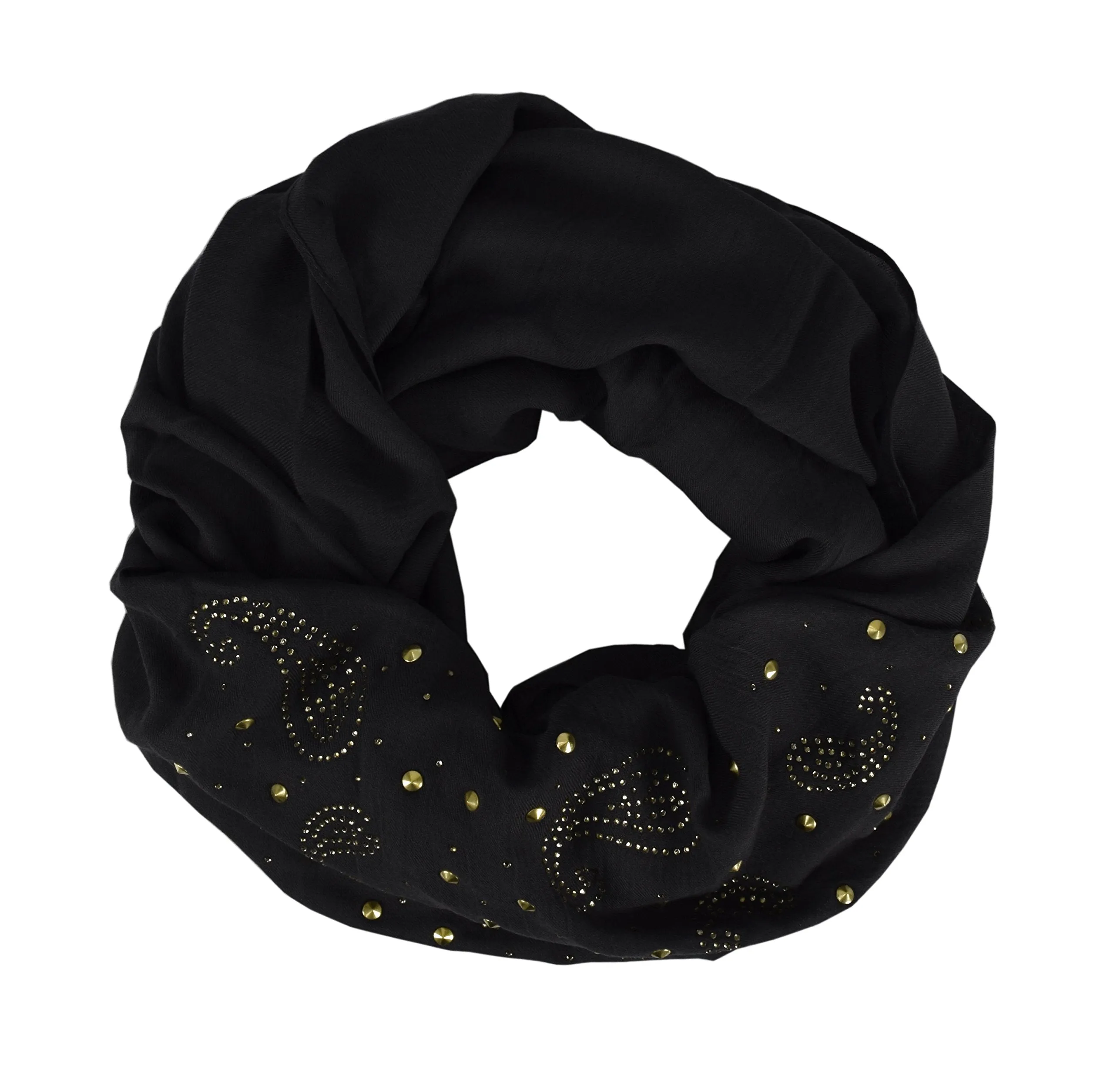 Vintage Embellished Paisley Sequin Infinity Scarf Circle Loop