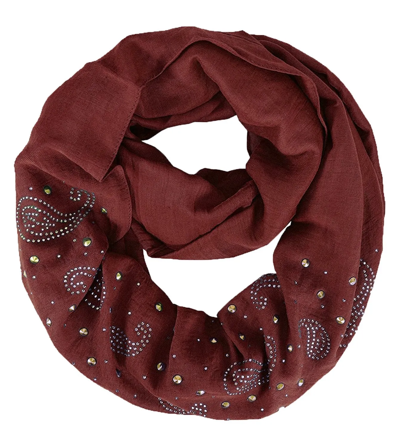 Vintage Embellished Paisley Sequin Infinity Scarf Circle Loop