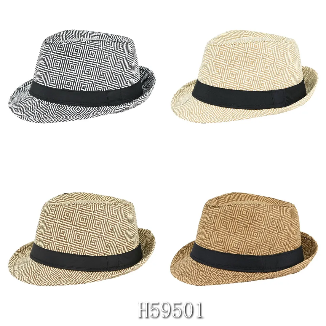 Wholesale Summer Sun Straw Fedora Hats H59501