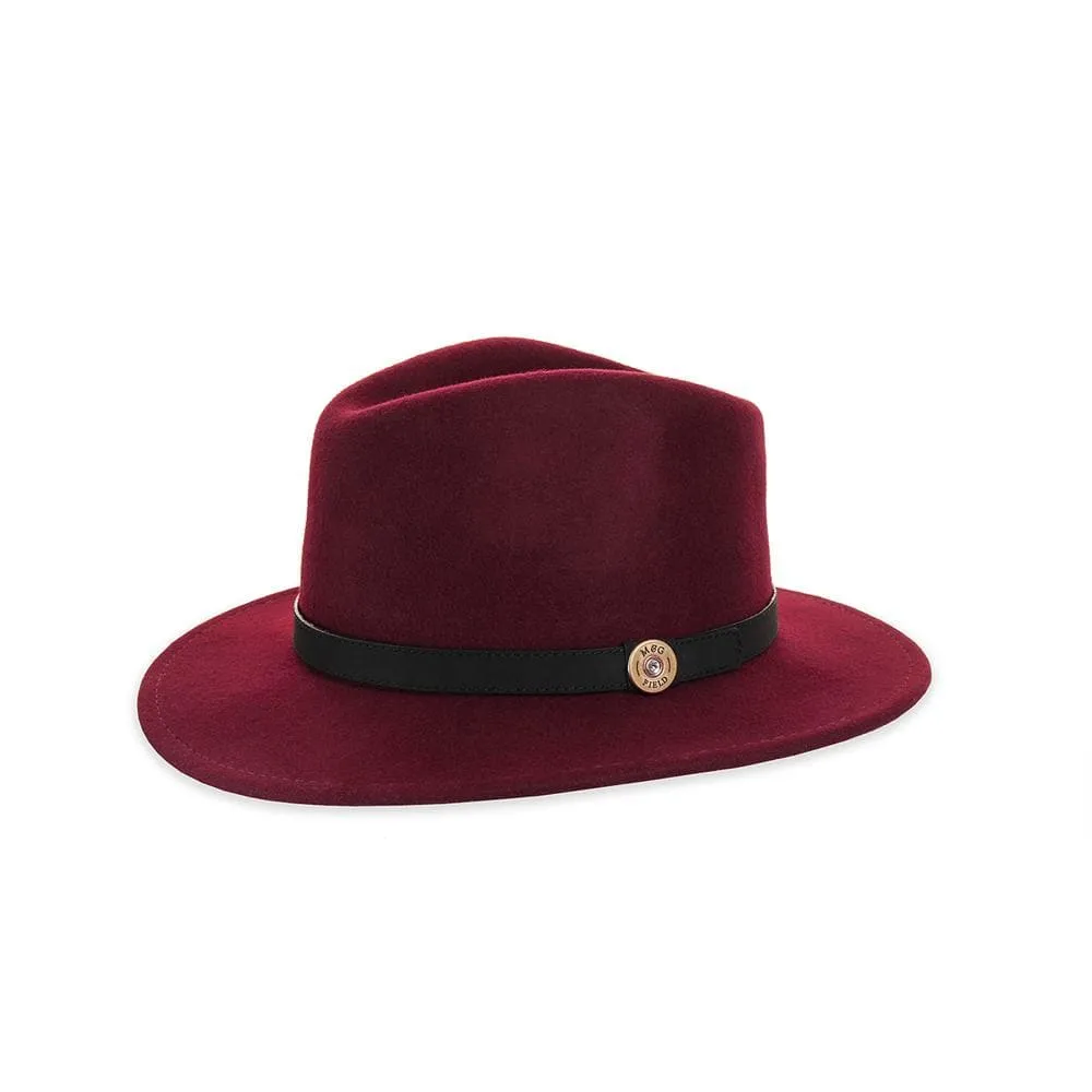 Wine Fedora with Blue Pheasant and Mallard Pin